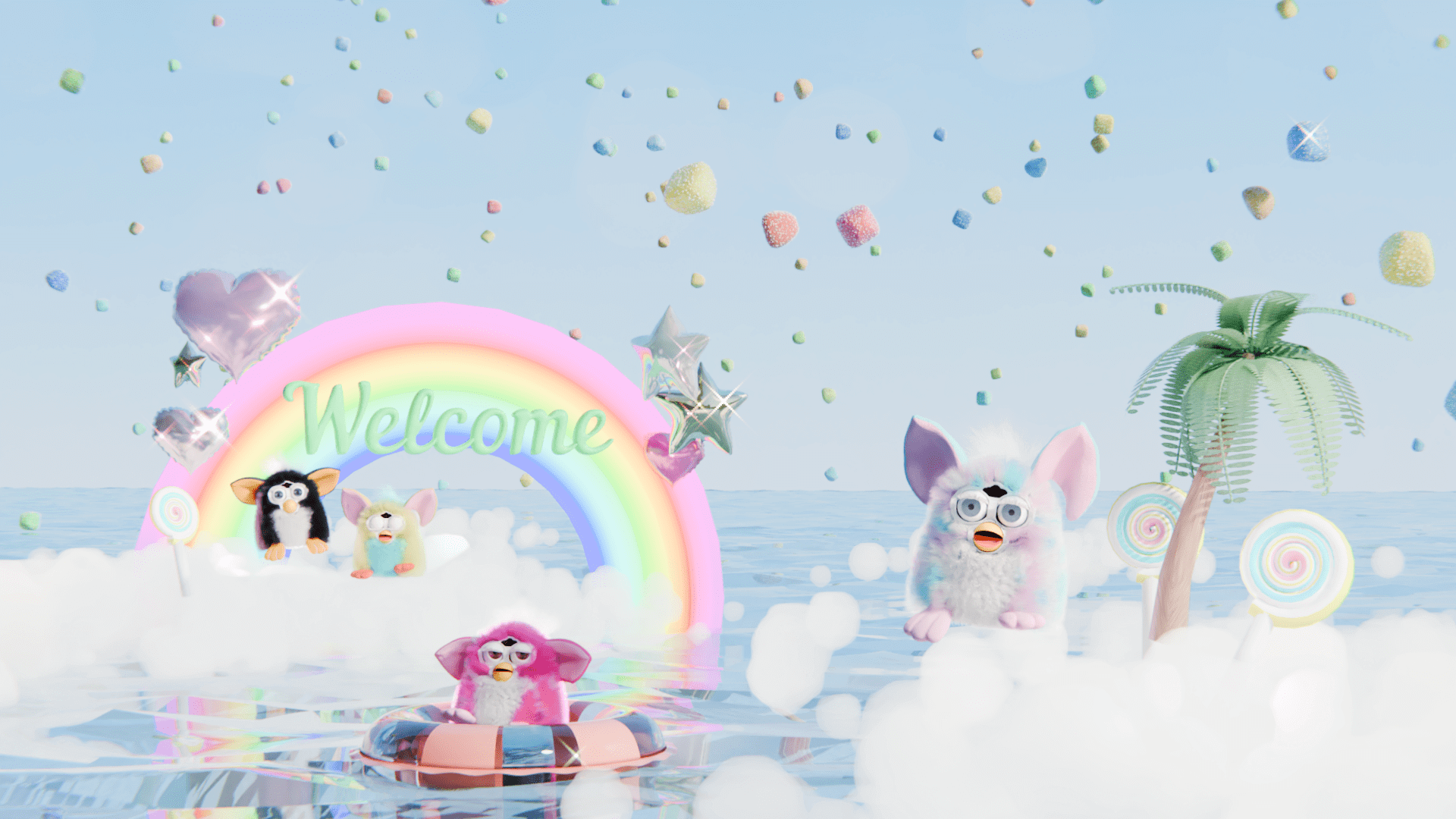 ファービーたちが遊んでいる画像